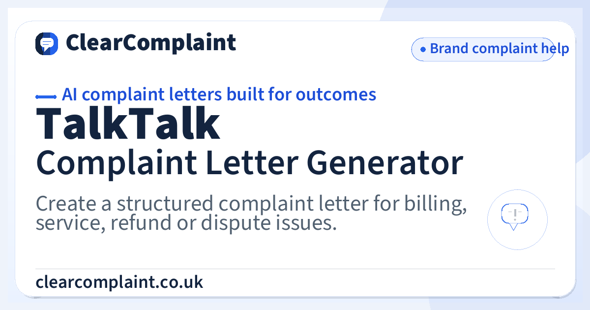 Talktalk Letter.pdf TalkTalk complaint letter | ClearComplaint